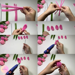 cách làm hoa tulip bằng kẽm nhung