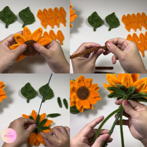 làm hoa hướng dương bằng kẽm nhung