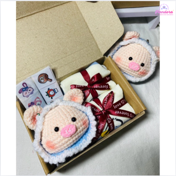 SET QUÀ MÓC KHÓA LEN VÀ TẤT ẤM HANDMADE – QUÀ TẶNG DỄ THƯƠNG - Hình ảnh 3