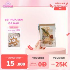 Thiệp handmade gấp đôi vintage trang trí hoa khô và dây thừng, tặng kèm bao thư kraft